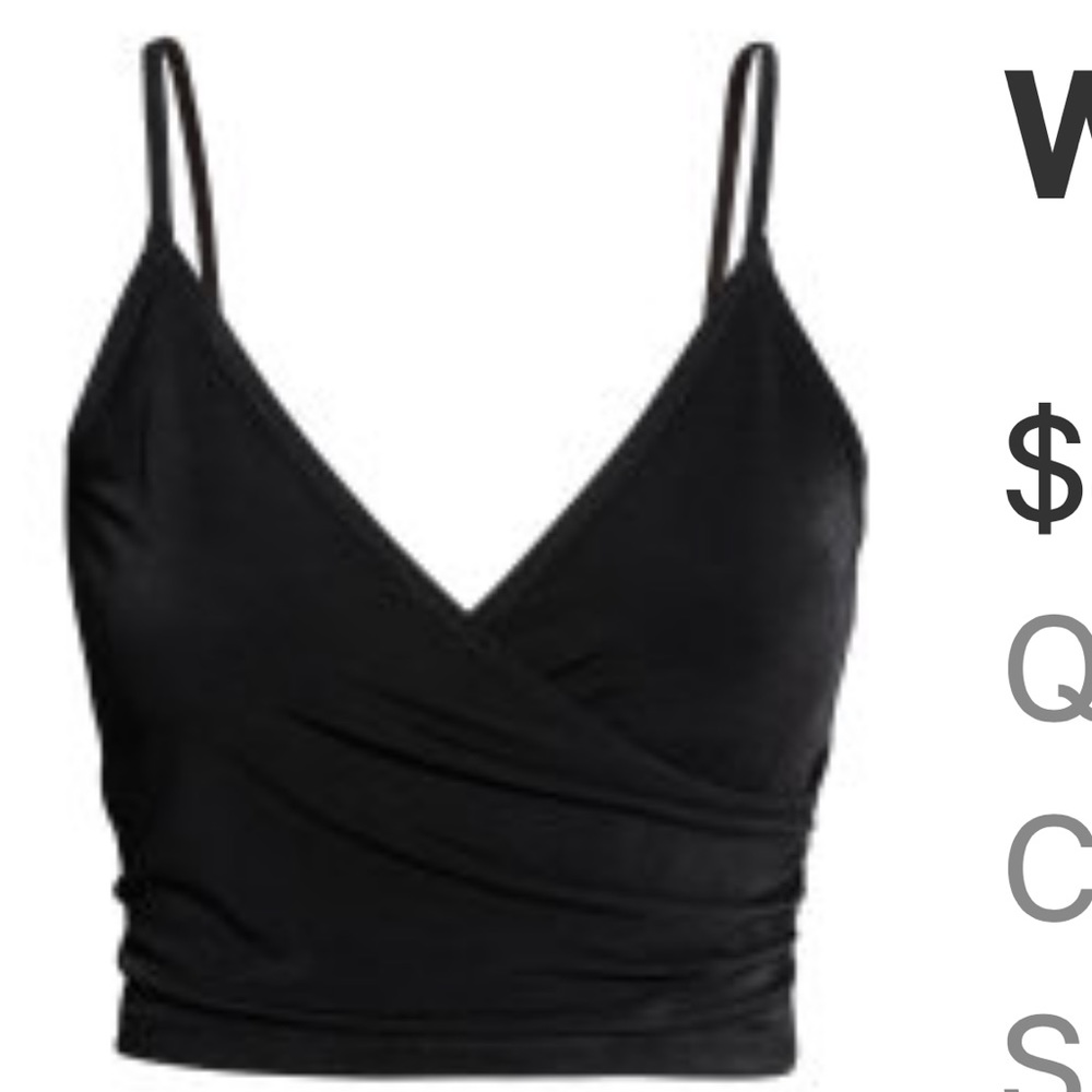 Black Surplice Crop Tank